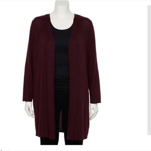 Apt 9 lightweight open front cardigan Woman’s 0X color called raisin
